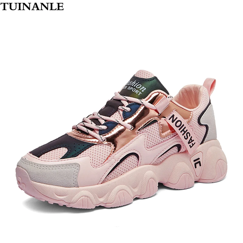 Chunky Sneakers Platform Lace-Up-Basket TUINANLE Female Women Breathable Mesh Femme Dad