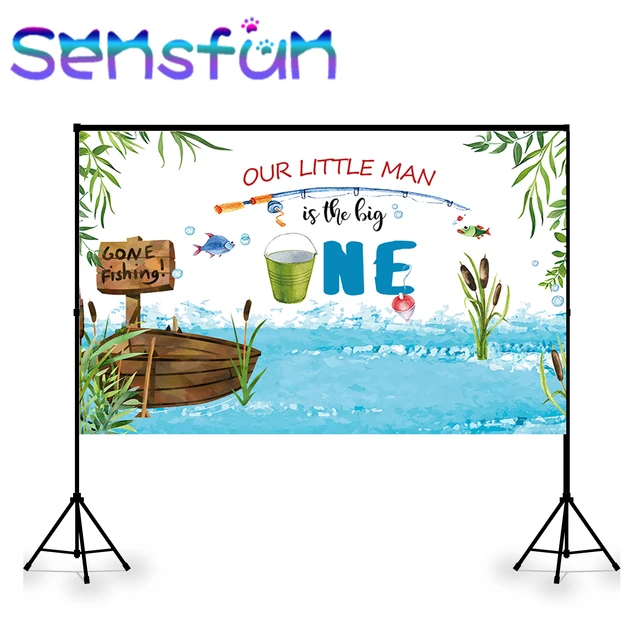Go Fishing Birthday Photo Backdrop Our Little Man is on the Way Fishing  Theme Boy Birthday Party Photography Background - AliExpress