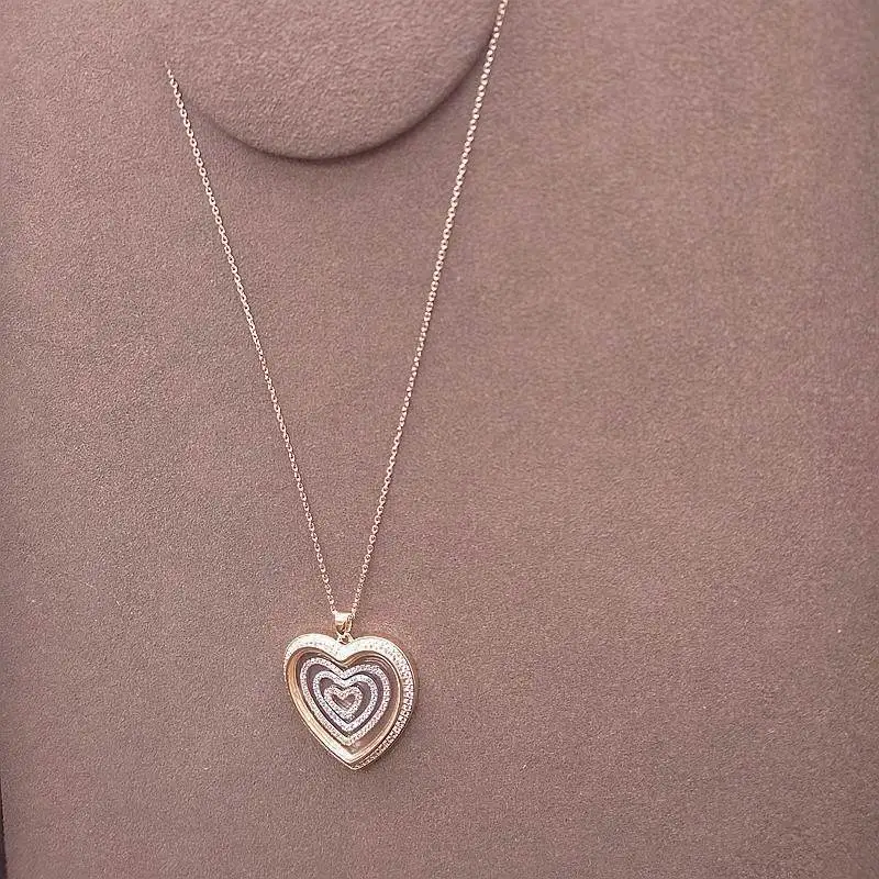 Мода AAA CZ сладкая любовь сердце прозрачная поверхность кулон себе ожерелье, Свадебные/вечерние/Ужин ювелирные изделия для женщин