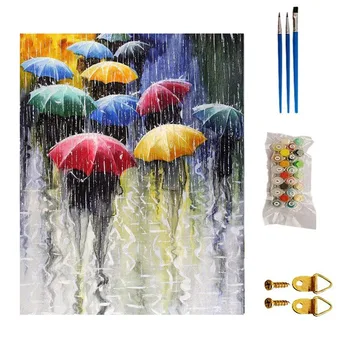 

40*50cm DIY Oil Painting By Numbers Without Frame Rainny Days Picture Art Supplies Learning Tool Educational Toys Kids Gifts