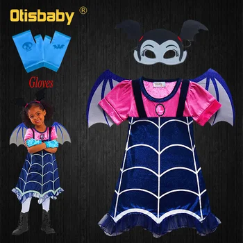 

Girls Vampirina Cosplay Costumes for Halloween Children A-Line Dress with Wings Summer Fairy Holiday Dresses For Girls Clothing