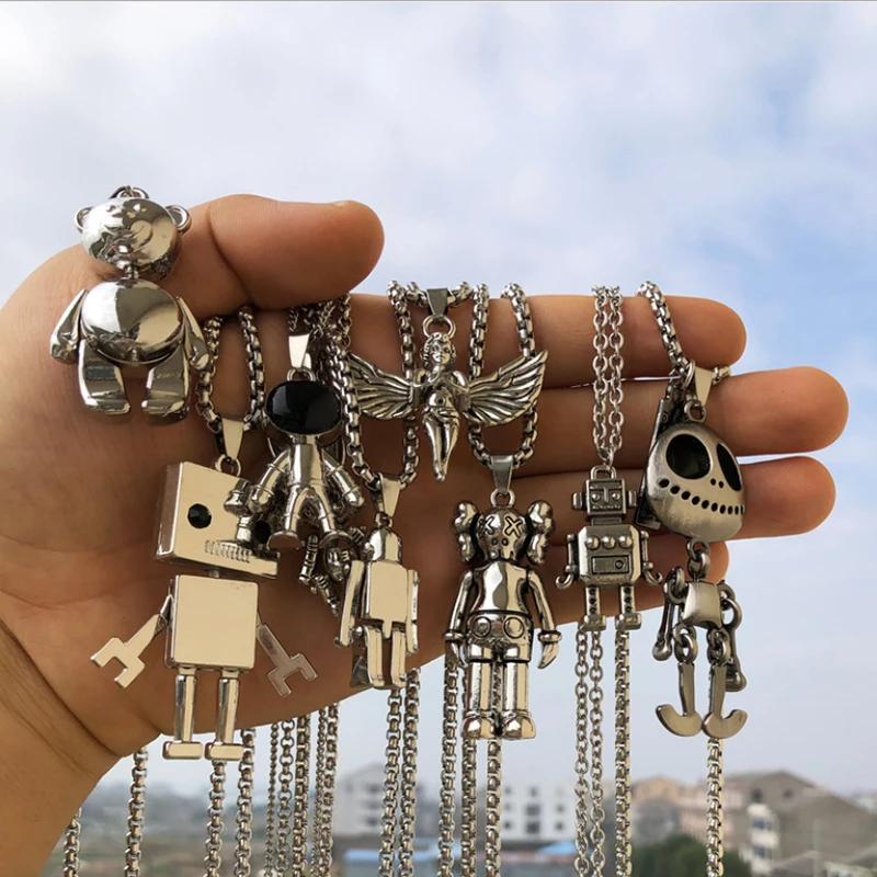 Индивидуальность в стиле хип-хоп подвеска ретро с космонавтом и медведем крутая