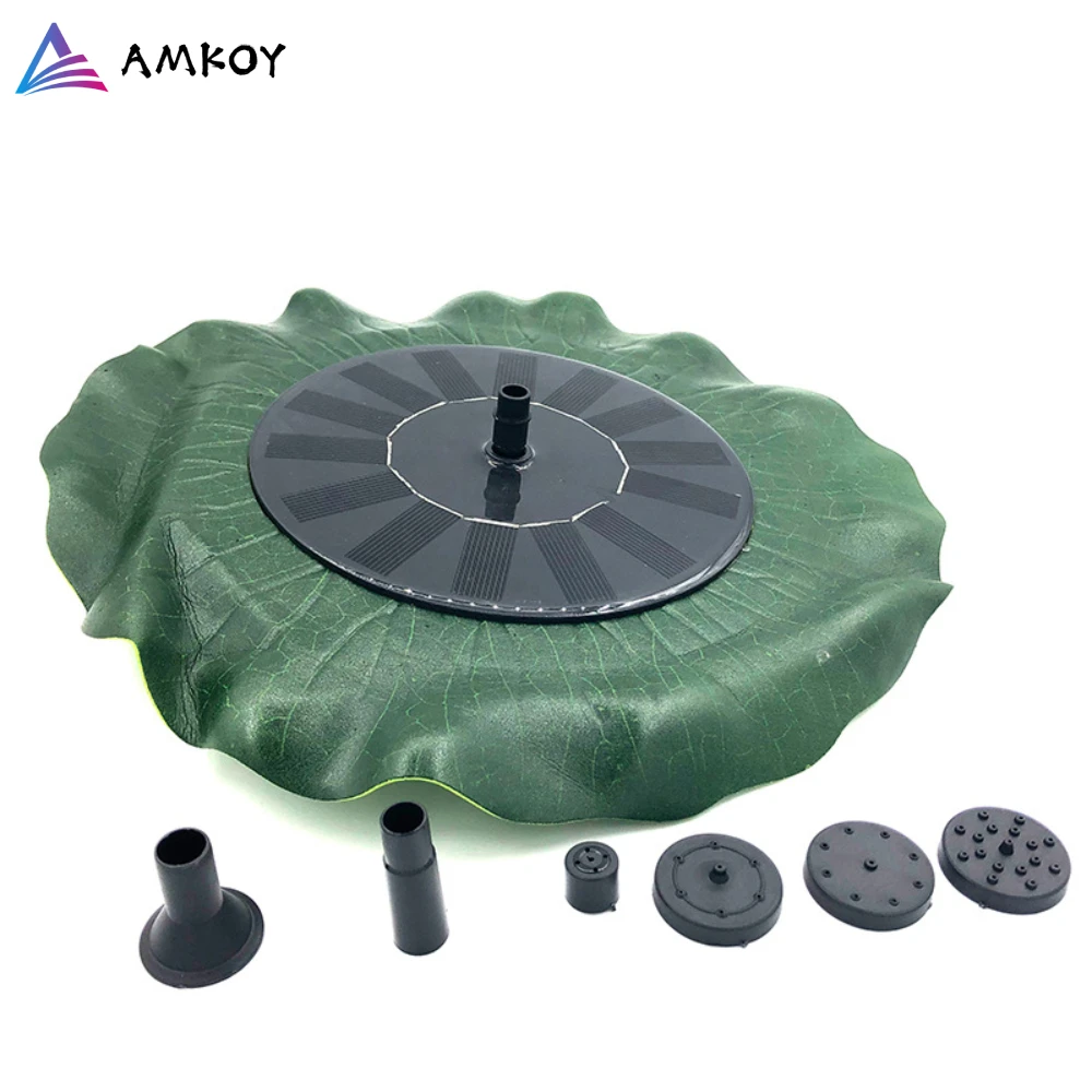 Amkoy Solar Fountain Pump 1.4w 4 Nozzle Set Free Standing Bird Bath Fountain Water Pump For
