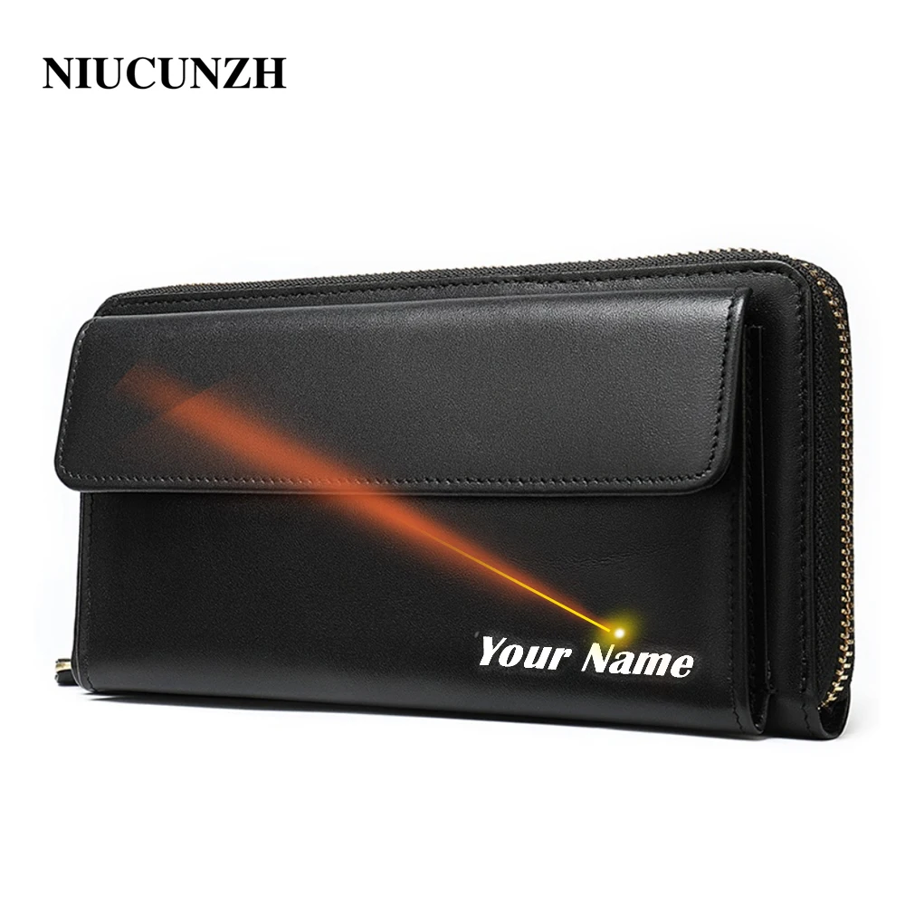 

NIUCUNZH Men’s Clutch bag for men fashion bag for card holder luxury brand Clutch male new designer engraved leather wallet 8972