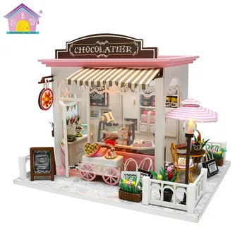 

Hoomeda Coffee Shop Model Mini DIY Dollhouse Kits C007 Wood Miniature Doll House Handmade Craft Room Box Gift