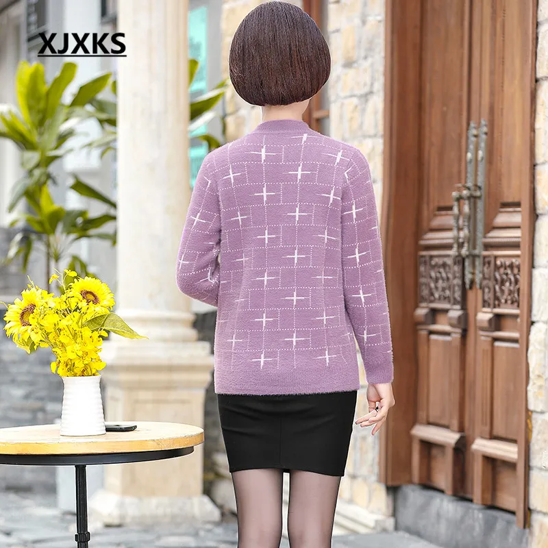XJXKS Loose plus size women turtleneck sweater winter new warm comfortable casual cashmere knitted sweater women pullover