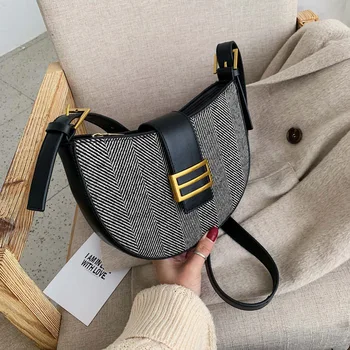 

Luxury Semicircle Women Crossbody Bag Fashion Saddle Bags PU Leather Shoulder Messenger Bags for female Handbags designer bolsas