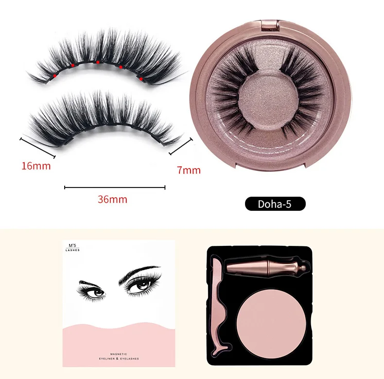 Magnetic eyeliner solution with false eyelashes set magnetic eyelash pencil 3D magnetic eyelashes 5 magnetic Free Shipping - Цвет: Doha-5