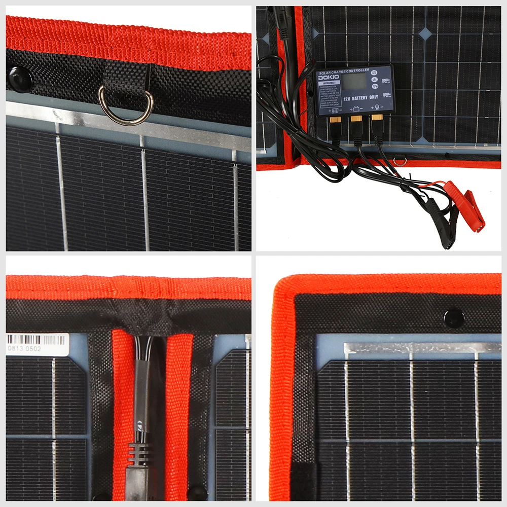 Гибкая Складная солнечная панель Dokio с высокой эффективностью для путешествий и телефонов и лодок, портативный комплект солнечных панелей 12 в 80 Вт 100 Вт 150 Вт 200 Вт 300 Вт