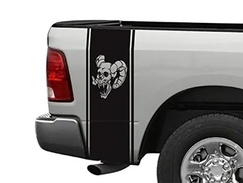 

2pcs For Truck Bed or Car Side Racing Stripe Set Universal 11"x40" Horned Skull for Dodge