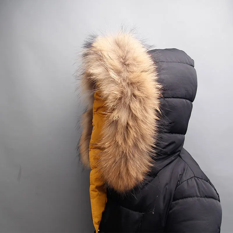 Зимний воротник из натурального меха енота шарф 100% 70 см модное пальто свитер