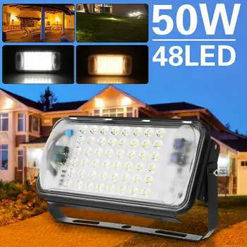 

50W 48LED Outdoor Flood Lamp Spotlight Reflector Floodlights Wall Washer IP67 Outdoor Garden Security Landscape Light AC90-260V