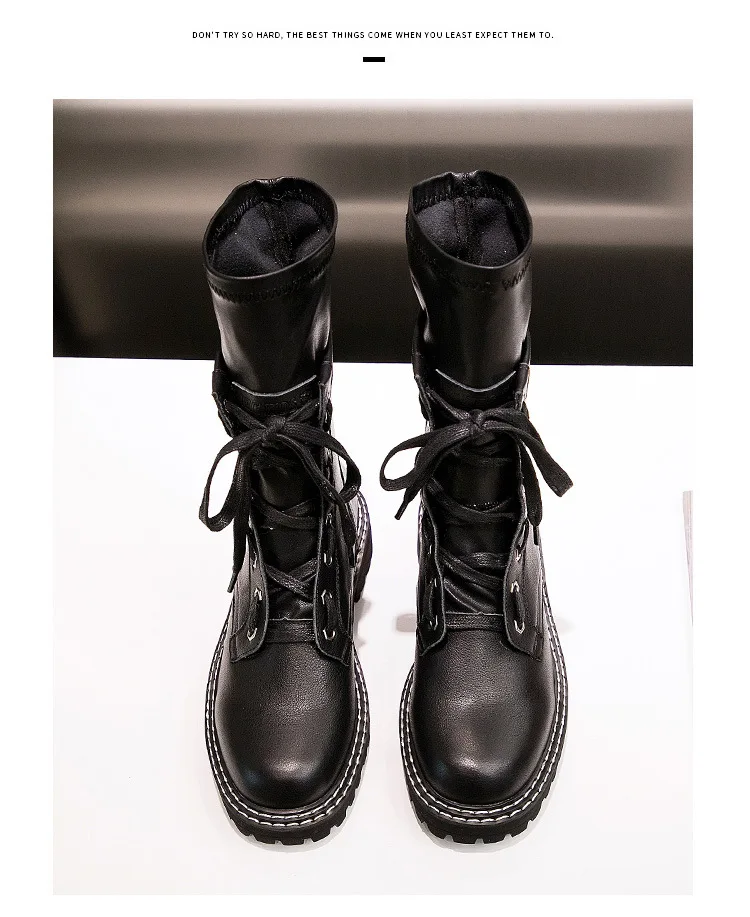 Новинка; женские черные ботинки в британском стиле; женские мотоциклетные ботинки; женские ботинки из натуральной кожи на молнии сзади; botas mujer; y436