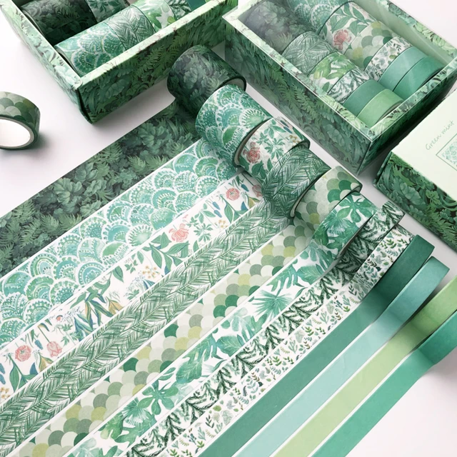 12 Rolls Green Washi Tape Set Leaves Floral Washi Masking Tape Colorful  Decorative Painters Tape For Scrapbook Gift Wrapping - Washi Tape -  AliExpress