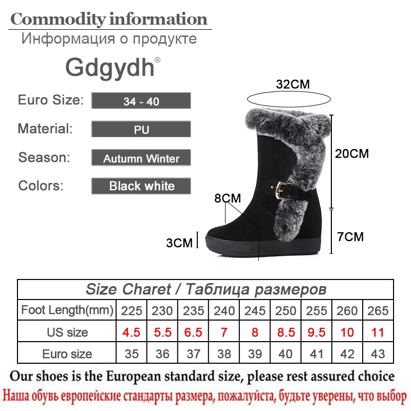 Gdgydh/ г. Новая зимняя обувь женские модные теплые зимние сапоги из натуральной кожи и меха с пряжкой женская обувь высокого качества, увеличивающая рост