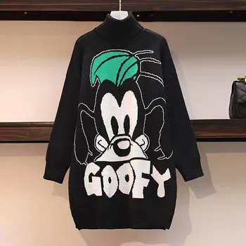 

Kawaii Women Clothes Knitted Sweatshirts 2020 Turtleneck Korean Cartoon Print Tops Autumn Winter Loose Casual Thicken Sweatshirt