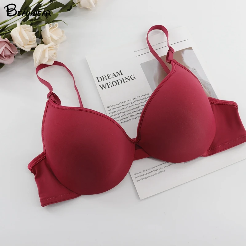 

Beauwear Women's Soild Color Convertible Push Up Bra Unlined Underwired Smoothing Lingerie Adjustable Straps Plus Size Underwear