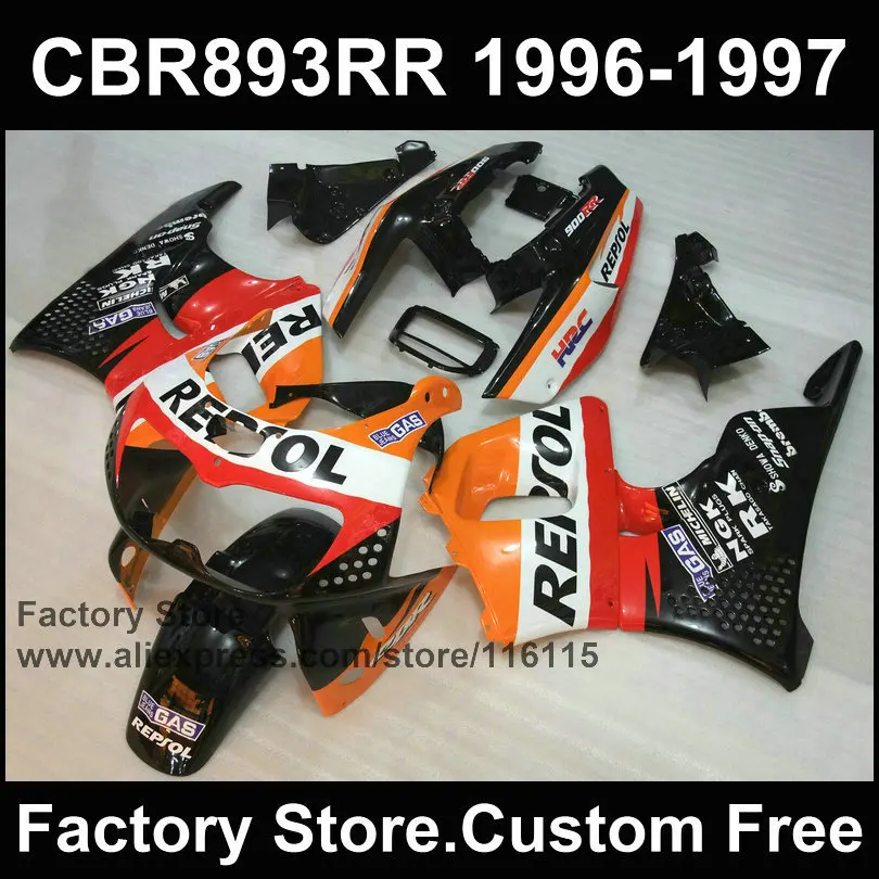 Абсолютно Новый Пластиковый обтекатель для HONDA CBR900RR 893 96 97 CBR 893RR 1996 1997 repsol Замена