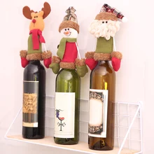 Рождественское украшение Мультфильм Санта Клаус Снеговик Олень бутылка вина Обложка Одежда домашний декор сада поставки