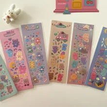 Autocollants dessin animé poulet ours Scrapbooking, étiquette Scrapbooking, ruban décoratif, mignon, coréen, pour Album journal intime, papeterie Ins, 1 pièce