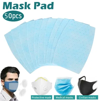 

50pcs Disposable Mask Pad Replacement Filtering Pad Breathable Mask Gasket Respiring Mat Non-woven Protective Replaceable Mask