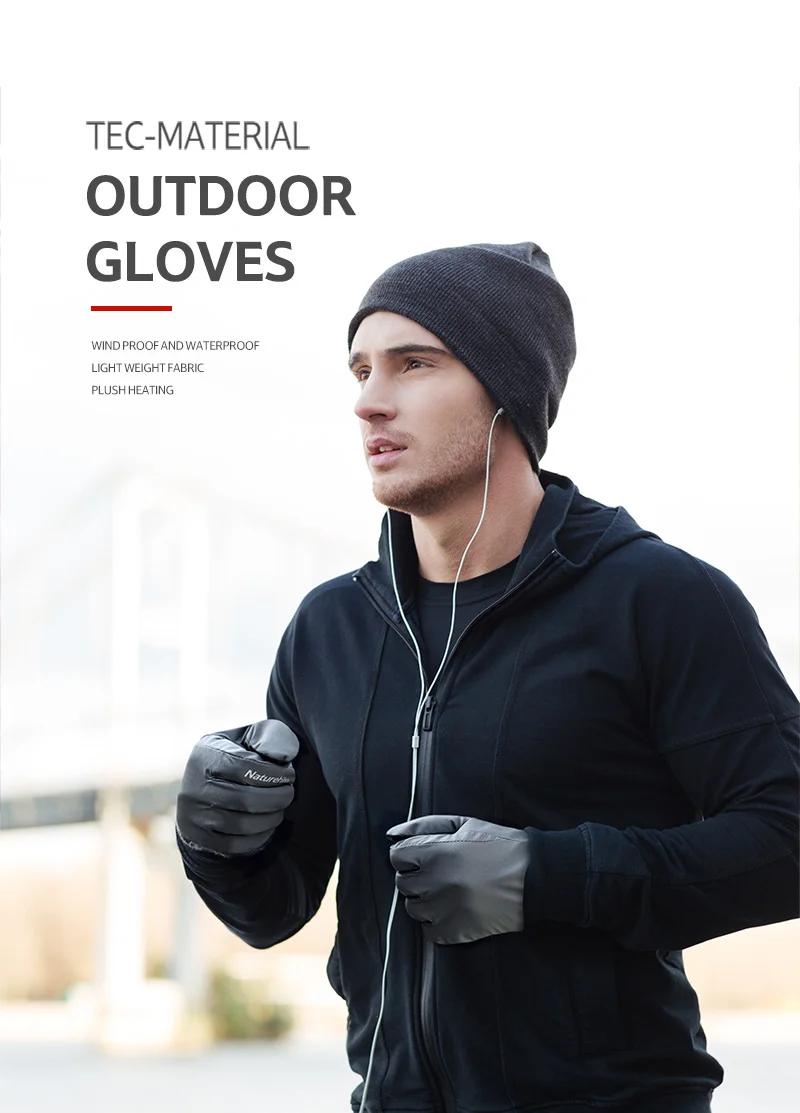 Naturehike NH18S005-T Зимние флисовые перчатки с сенсорным экраном силиконовые противоскользящие ветрозащитные перчатки для велоспорта Кемпинг Туризм Бег