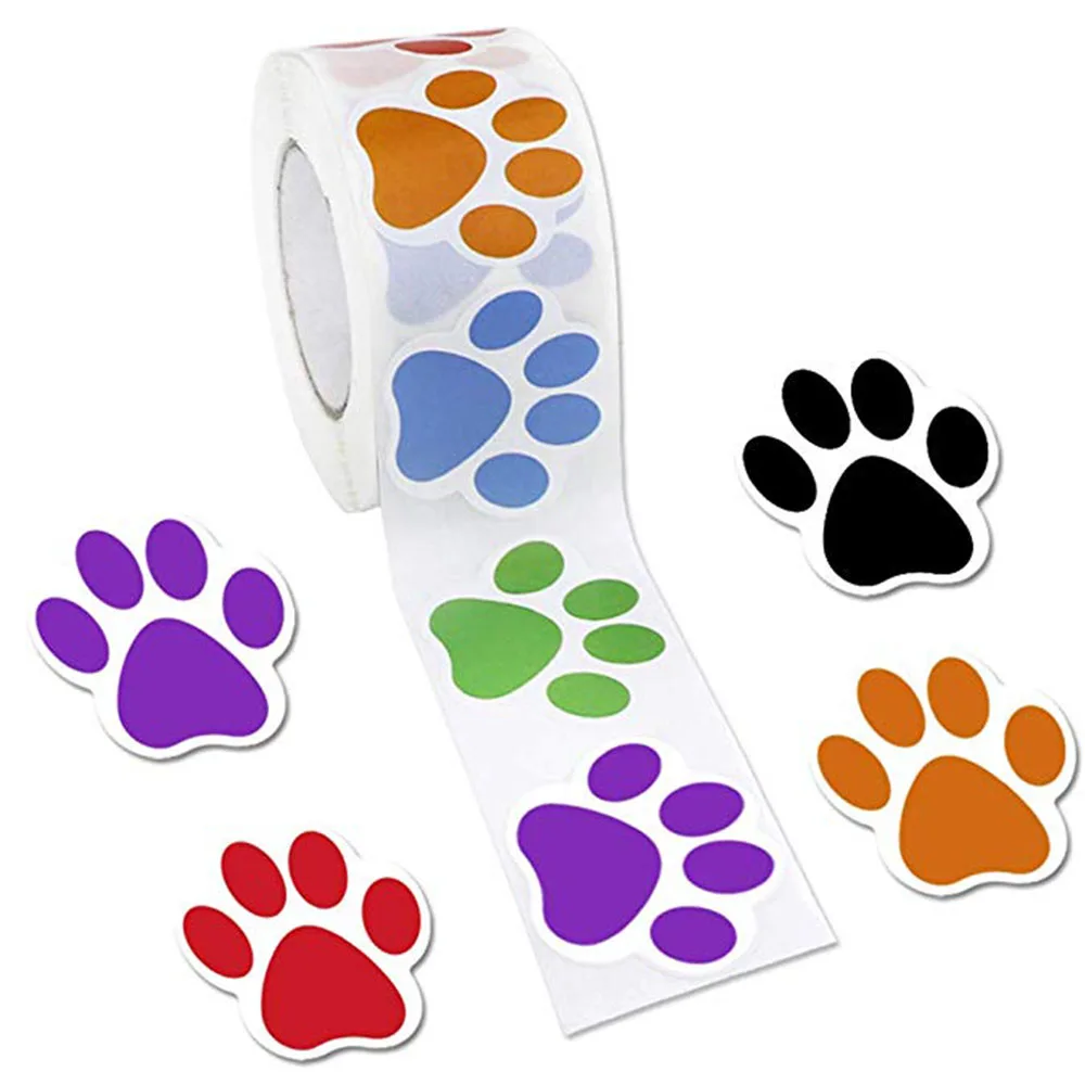 

500pcs Colorful cute paw print stickers teacher reward child baby shower party favors stickers personalized decoration stickers
