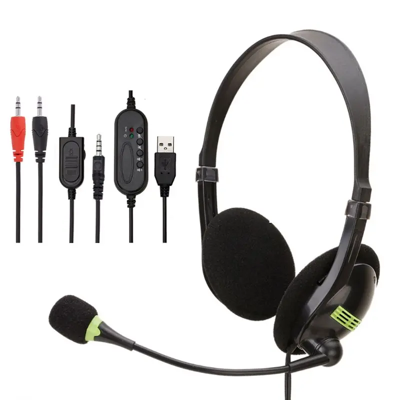 Universal Wired Stereo Headphone USB 3 5mm Interface Gaming Headset Laptop Computer PC Earphone with Microphone