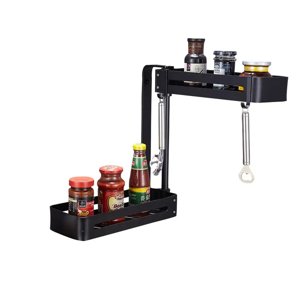 Двухуровневая полка для хранения стойка-органайзер специй с 2 подвесными