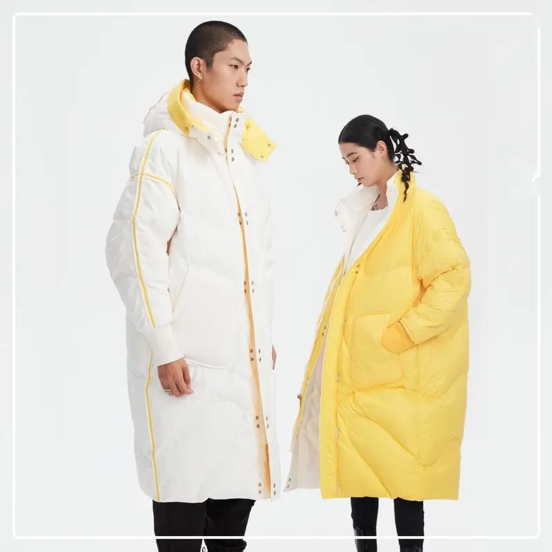 Long down jacket for women in 2021 thickened to keep out the cold doublesided celebrity couples hooded waterproof quality coat