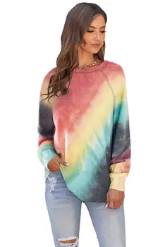 

New women's fashion printed crew neck Pullover long sleeve top S-2XL