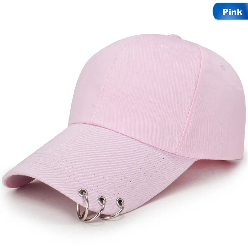 Розовый Унисекс Повседневная однотонная регулируемая бейсболка s Snapback Головные уборы для мужчин бейсбольная кепка для женщин и мужчин белая бейсболка шляпа с кольцами - Цвет: Розовый