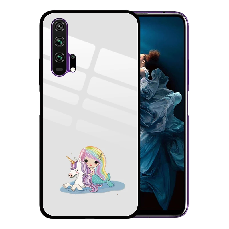 

Cartoon Unicorn Tempered Glass Case for Huawei Honor 20 Pro 9X 8X 10 Lite V20 6X V10 9N Anti-Scratch Cover