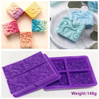 

Hot Selling wave silicone soap mold handmade DIY rectangular with 4 cavities best cake baking tools 100% food grade silicone