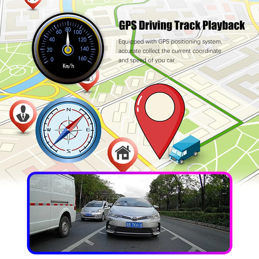 Видеорегистратор для автомобиля с Wi-Fi и gps координатами 1080P HD ночного видения 24H монитор парковки Dashcam