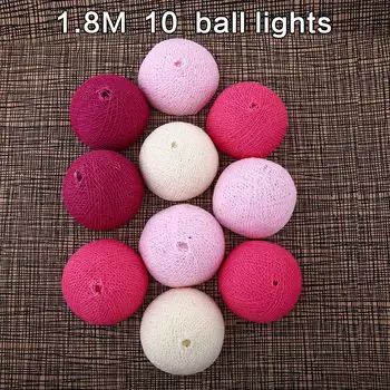 

LED String Lights 10 Ball Cotton Holiday Lighting Outdoor Indoor Decor Xmas Wedding Gifts Party Pink White Fairy 220V 1.8 M