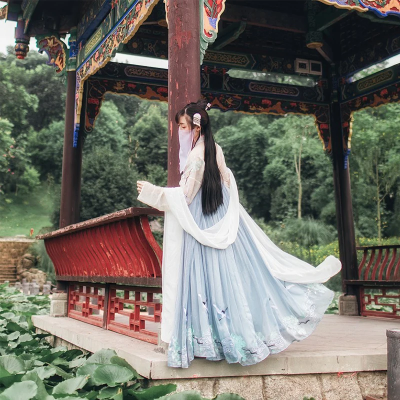 Hanfu Для женщин китайское платье древней китайской костюм сказочной принцессы Тан Костюм Традиционный Hanfu Национальный, этнический стиль платье SL1232
