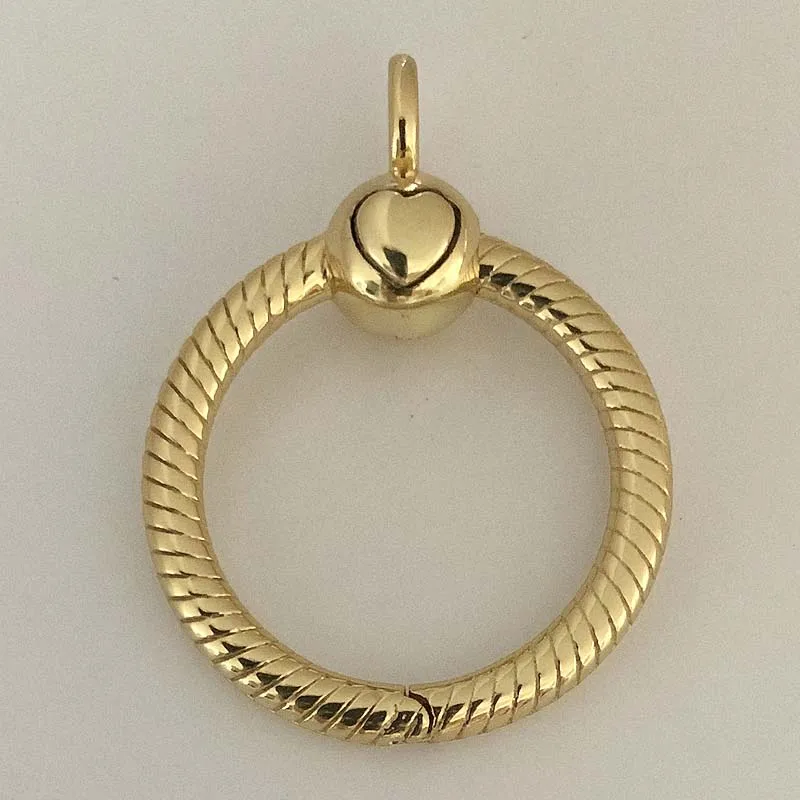 Gold Новинка, бусины из стерлингового серебра 925, шарм, розовое золото и серебро Moments, маленькое О-образное ожерелье, подвеска, Подходит для Pandora, браслет, браслет, сделай сам, ювелирное изделие - Цвет: Gold