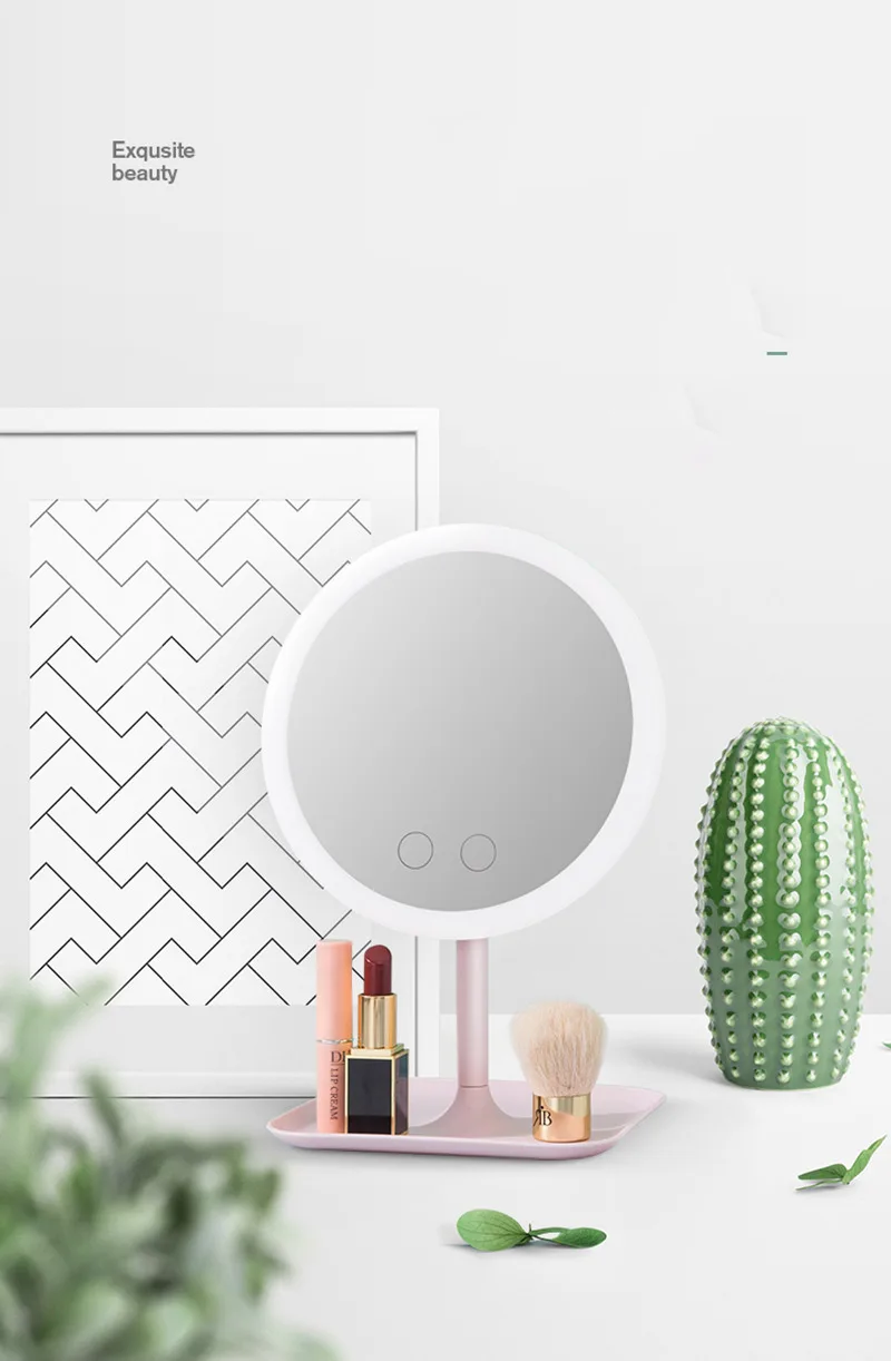 Круглое зеркало для макияжа с светодиодный подсветкой с сенсорным экраном косметическое зеркало для макияжа 1200 мАч батарея для наращивания ресниц Miroir Grossissant