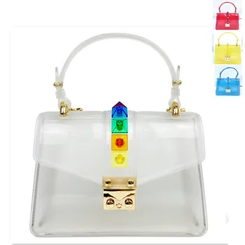 

Clear Transparent Saddle Women Messenger Bag Fashion rivet Jelly Bag Ladies Brand PVC Handbag Small Purse Mini Crossbody bags
