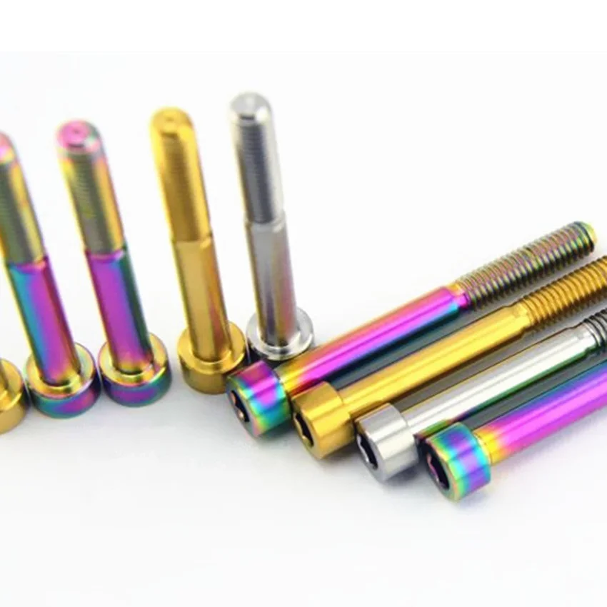 2/4 шт. M6 Титан болты M6x30-60mm для велосипедная рулевая колонка Кепки долгом сидении колонка с шестигранным углублением под ключ с коническим отверстием производства Специальное крепление на голову на шурупе-Ti винты