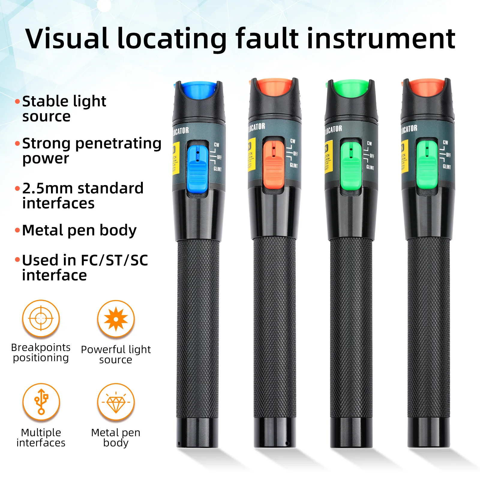 FTTH Visual Fault Locator Fiber Optic Cable Tester Fiber Fault Detector Test Tool VLF  5MW-50MW 5 32v voltage tester lcd digital display electrical circuit tester voltage power test pen probe detector automotive scan tool