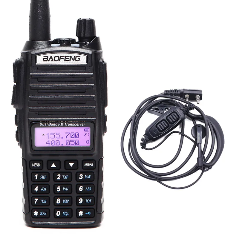 BaoFeng UV-82 5 Вт рация Двухдиапазонная BaoFeng UV82 radio128CH фонарик двойной дисплей двойные часы для HAM Ham двухстороннее радио - Цвет: add headset