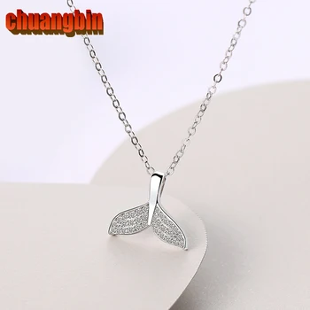 

Genuine S925 Sterling Silver Jewelry Female Korean Exquisite Zircon Necklace Fishtail Dolphin Pendant Clavicle Chain