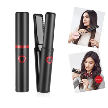 

Electric Dual Hair Straightener & Curler 3 Gear Temperature Ceramic Heating Plate Cordless USB Charging Straight Hair Curler