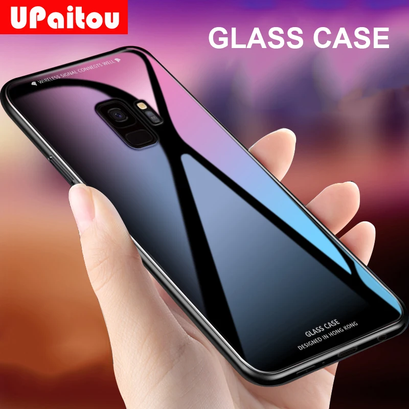UPaitou Tempered Glass Case for Samsung J4 J6 J8 J2 Pro 2018 J3 J5 J7 2017 Prime Soft TPU Edge Luxury Back Cover |