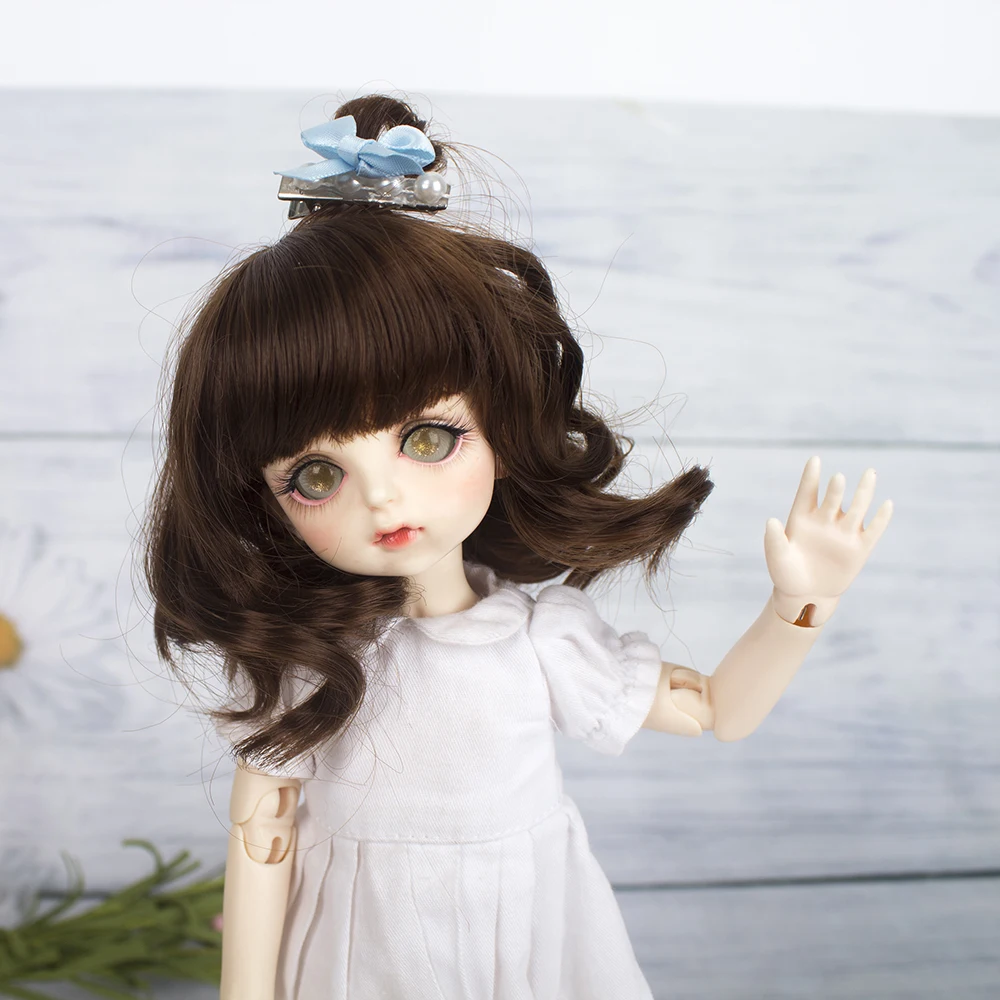 Muziwig коричневый прекрасный короткий кудрявый челка 1/6 BJD парики из мягкого волокна для кукол волос