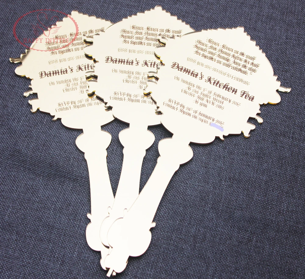 HI4053-04 Customized Golden Mirror Acrylic Wedding Invitation Card with Envelope