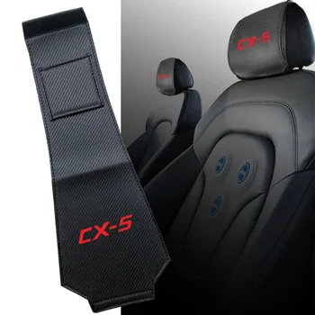 

1pcs Car Seat Back Headrest Pillow Dustproof Cover For mazda cx-5 cx5 Carbon Fiber Leather Support Pad