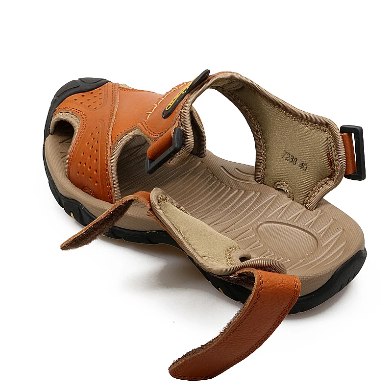 

2020 New Mens Sandals Summer Breathable Outdoor Mens Sandals Genuine Leather Large Size US12.5 Non-slip Men Sandals Casual